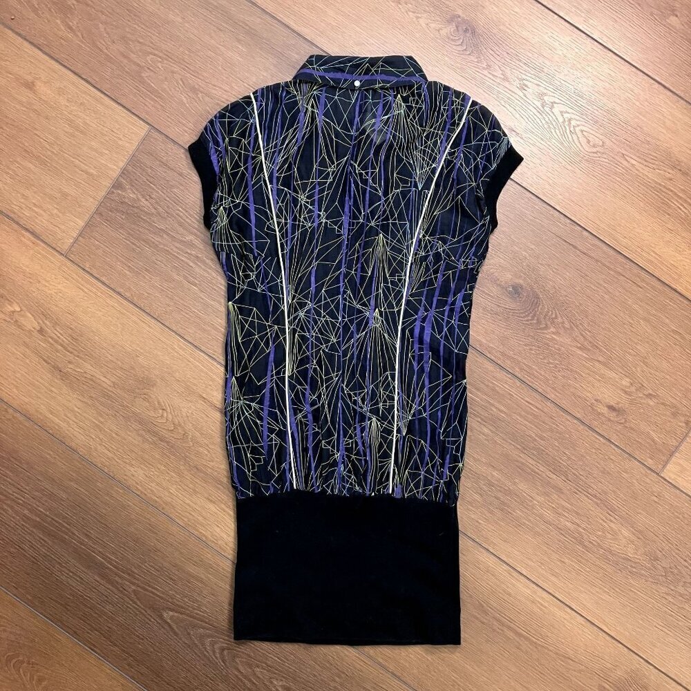Diesel Sheer Black with Geometric Pattern Mini Shirt Dress Size XS - Picture 7 of 10